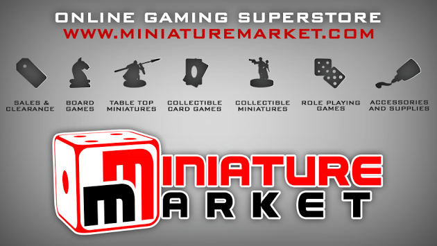 Miniature Market logo with icons for different games